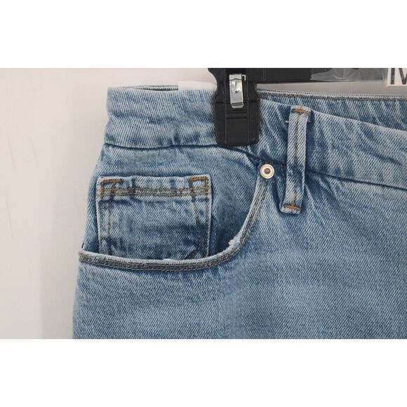 Good American High Rise Distressed Raw Hem Crop Jeans Indigo113 Women 14/32 NWT - Picture 4 of 10